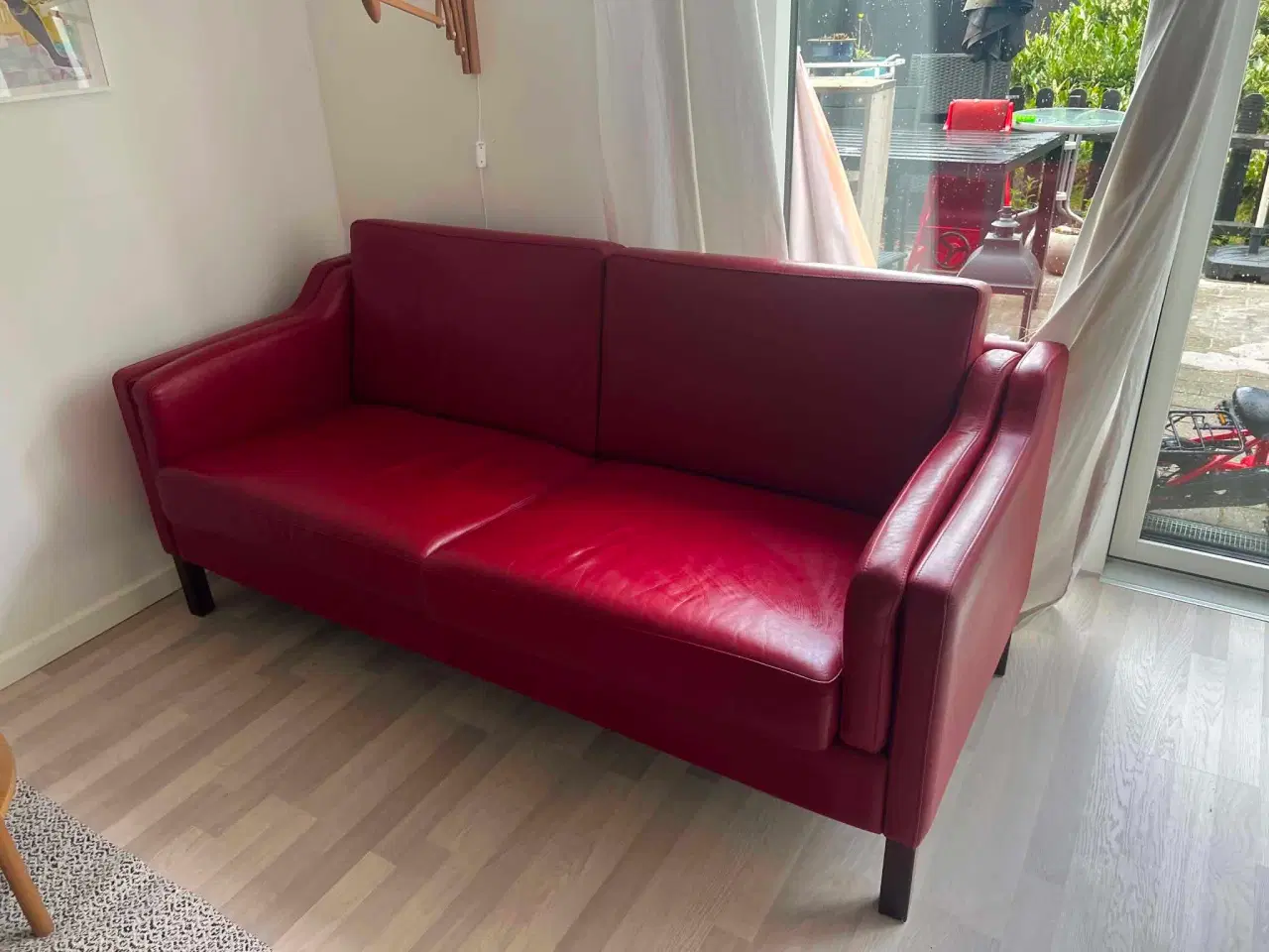 Billede 4 - Velholdt rød lædersofa + lænestol i ægte læder