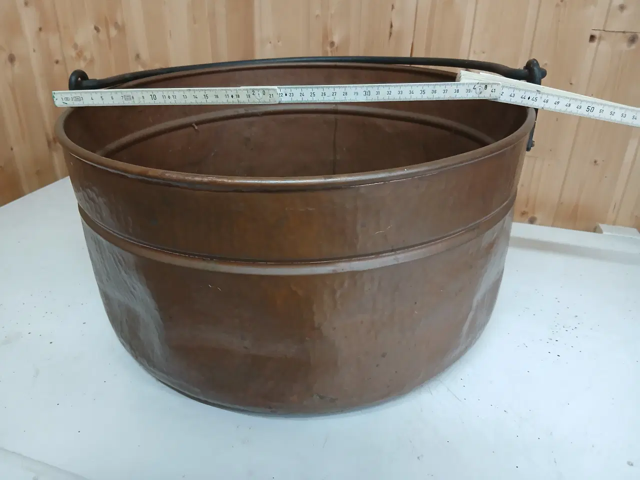 Billede 1 - kobber brændespand/balje med patina