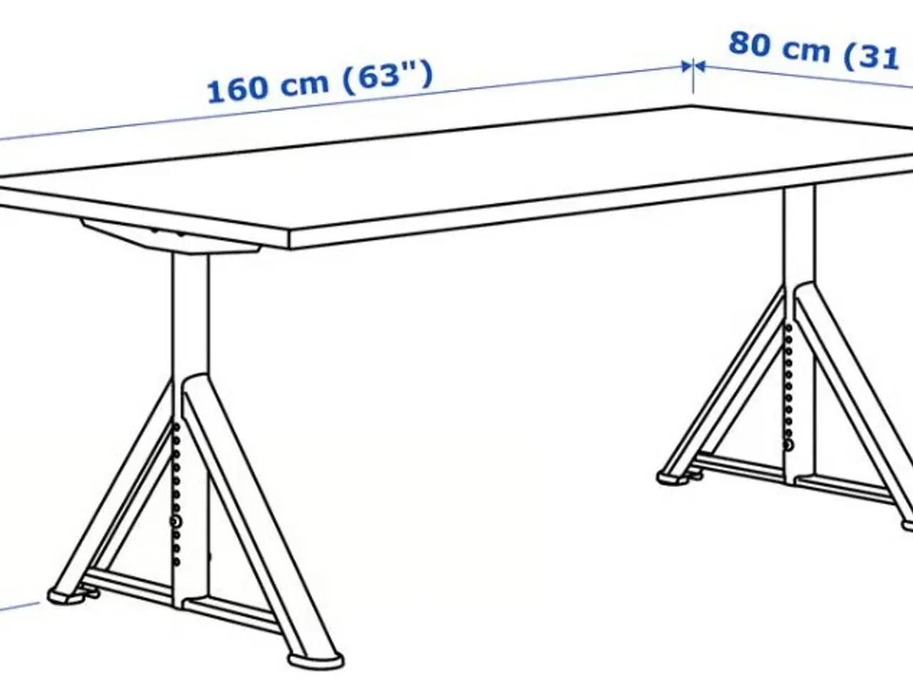 Billede 2 - Skrivebord - sort/grå 160x80 cm