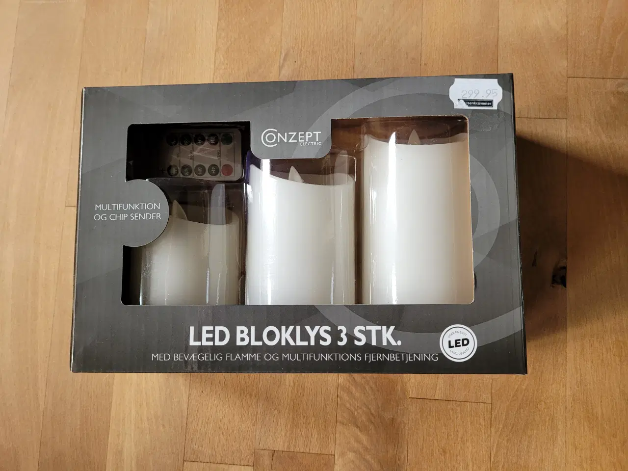 Billede 2 - LED bloklys med bevægelig flamme og fjernbetjening