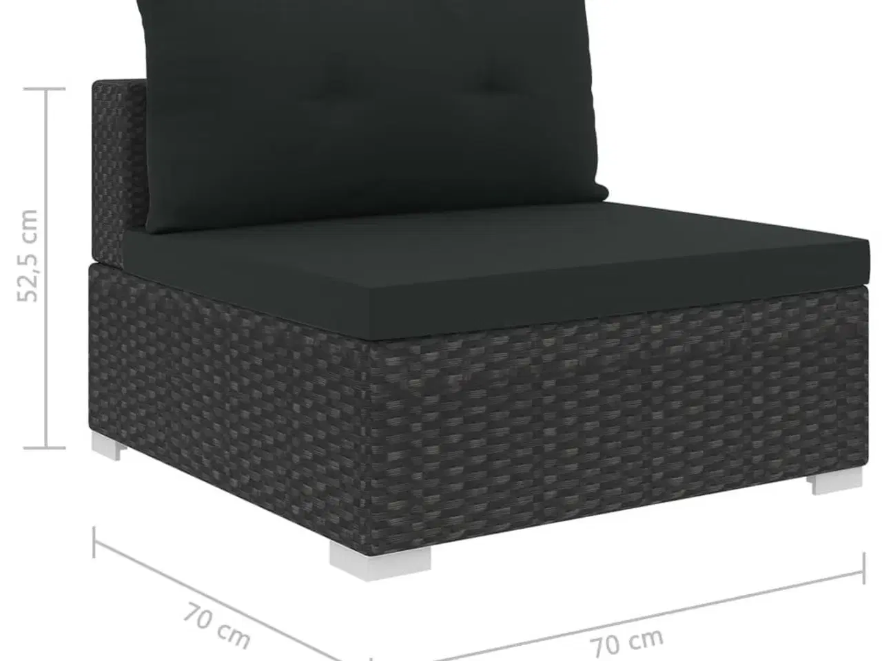 Billede 10 - Haveloungesæt 5 dele med hynder polyrattan sort