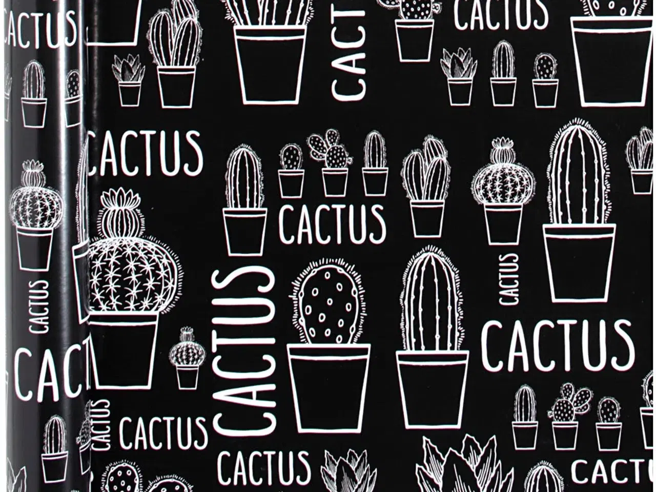 Billede 1 - Farverigt gavepapir med kaktusmotiv - 50 cm x 5 m