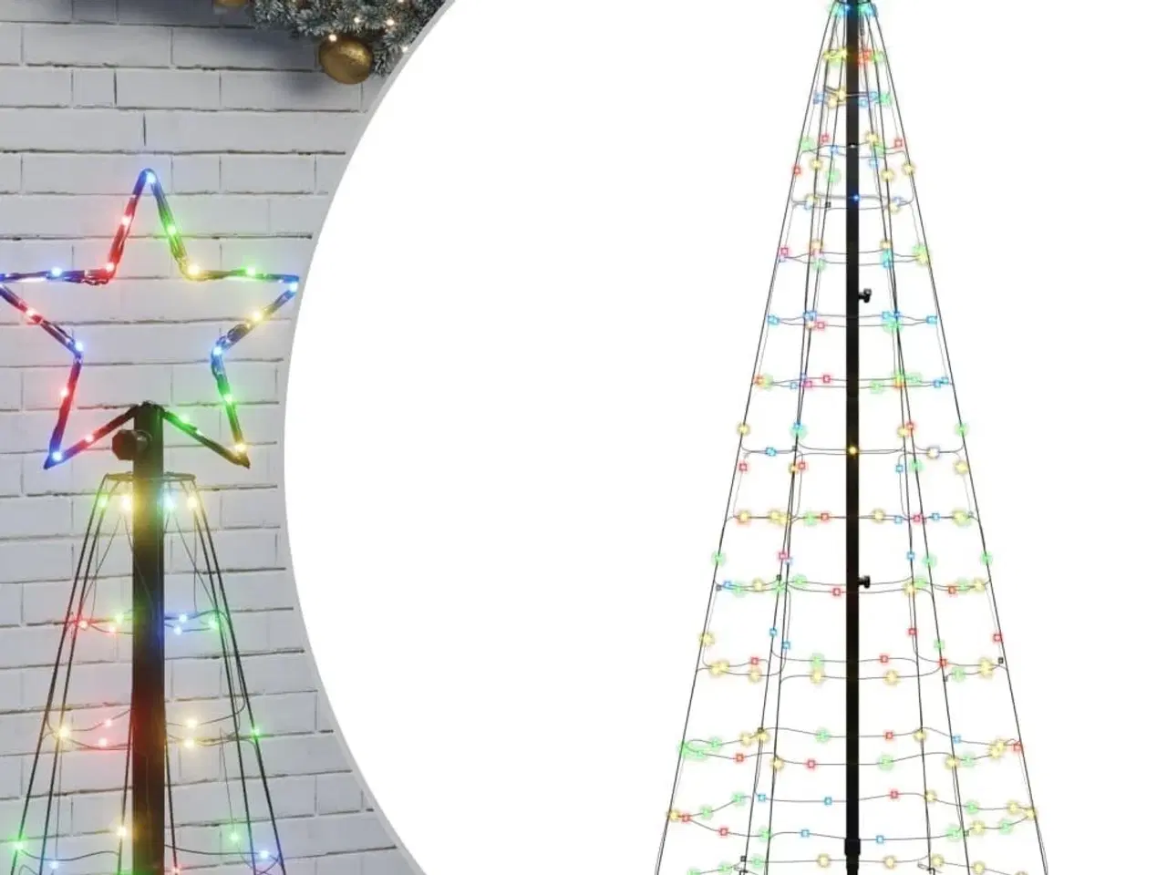 Billede 2 - LED-juletræ med spyd 220 LED'er 180 cm farverigt lys