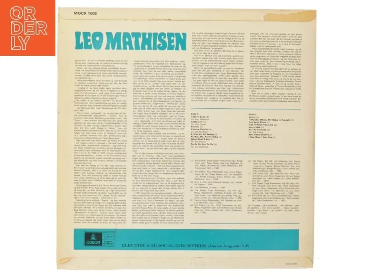 Billede 3 - Leo Mathisen - Take It Easy LP fra EMI Odeon
