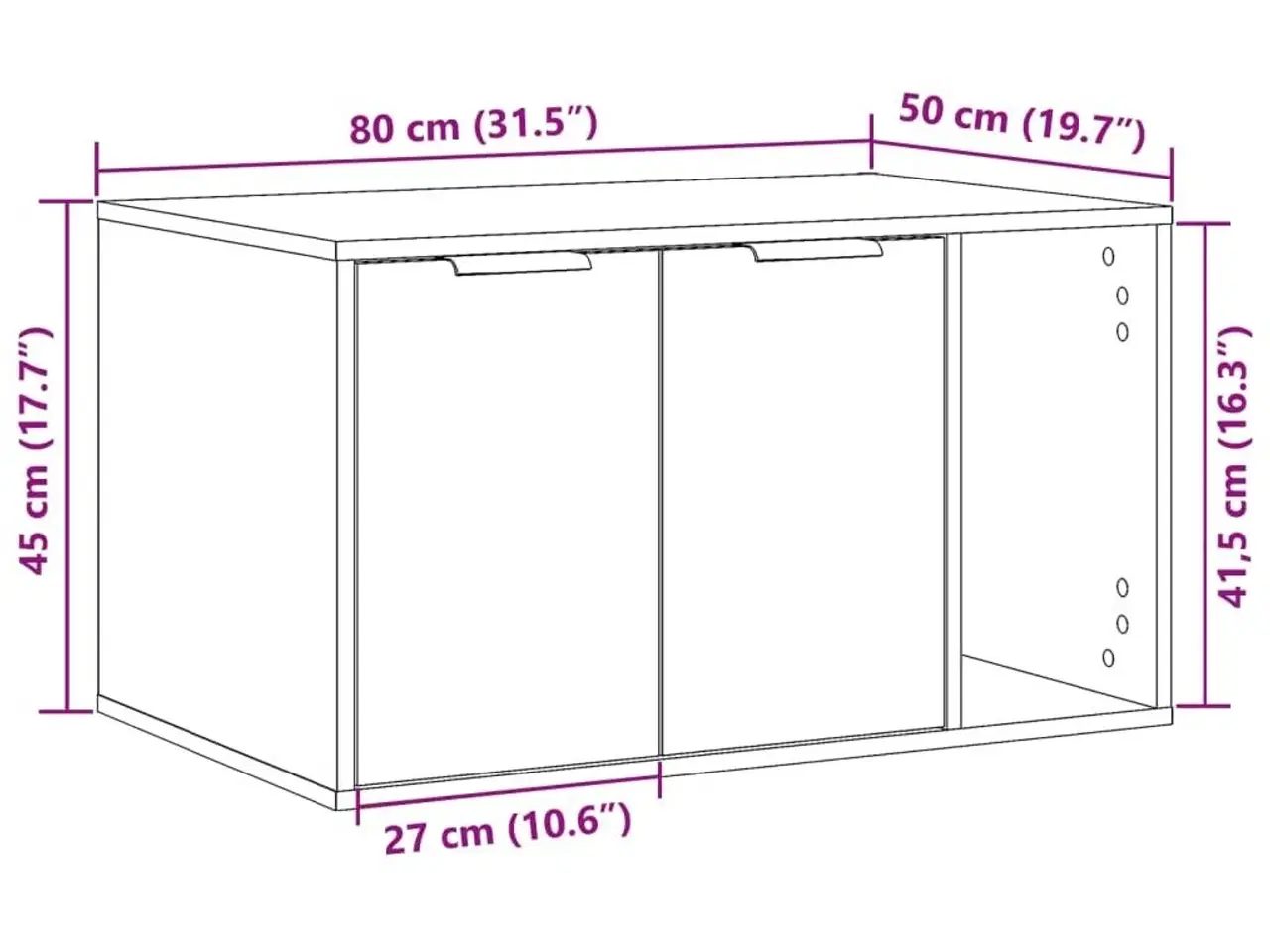 Billede 11 - Toiletskjuler til kattebakke 80x50x45 cm konstrueret træ hvid