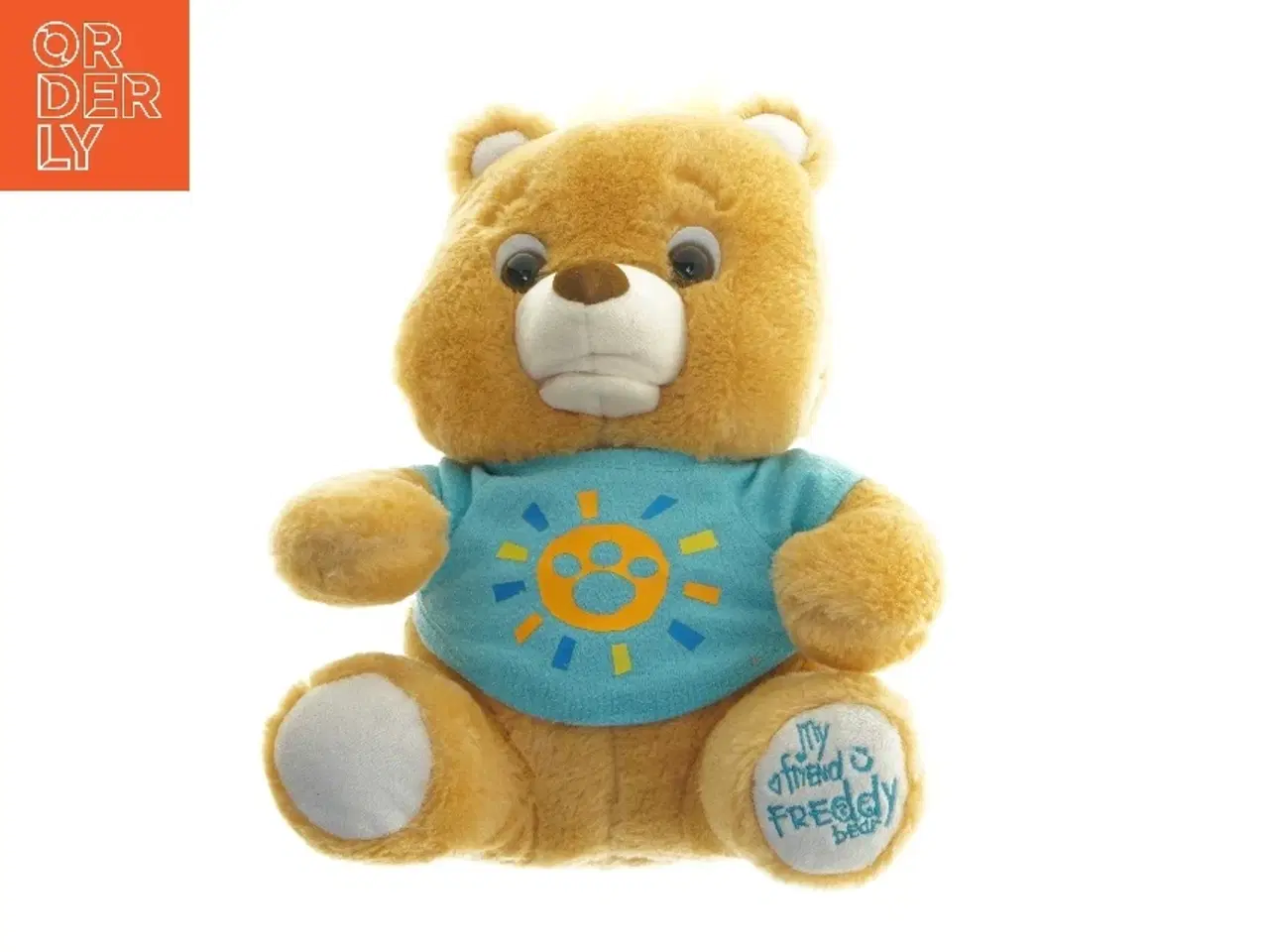 Billede 1 - Bamse med blå trøje (str. 28 cm)