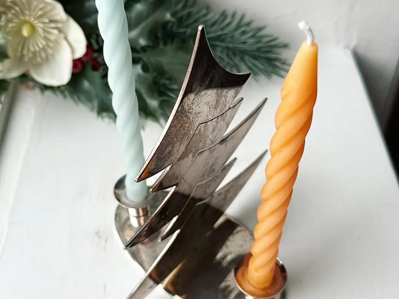 Billede 4 - Andreas Mikkelsen, juletræ til 2 juletræslys, sølvplet