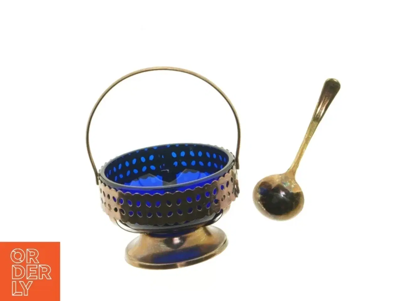 Billede 1 - Vintage Queen Anne koboltblå glas sukkerskål (str. 14 x 11 cm)