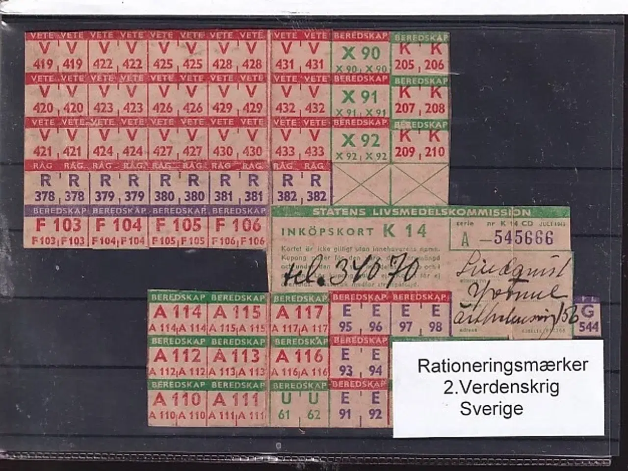 Billede 1 - Rationeringsmærker - 2. Verdenskrig - Sverige