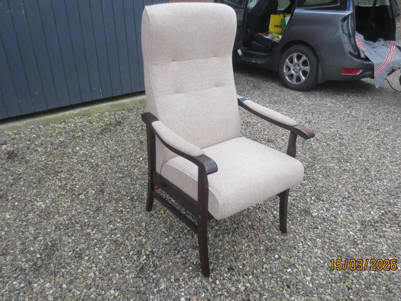 Billede 2 - 1 stk Farstrup Otiumlænestol med Lysegrå stof