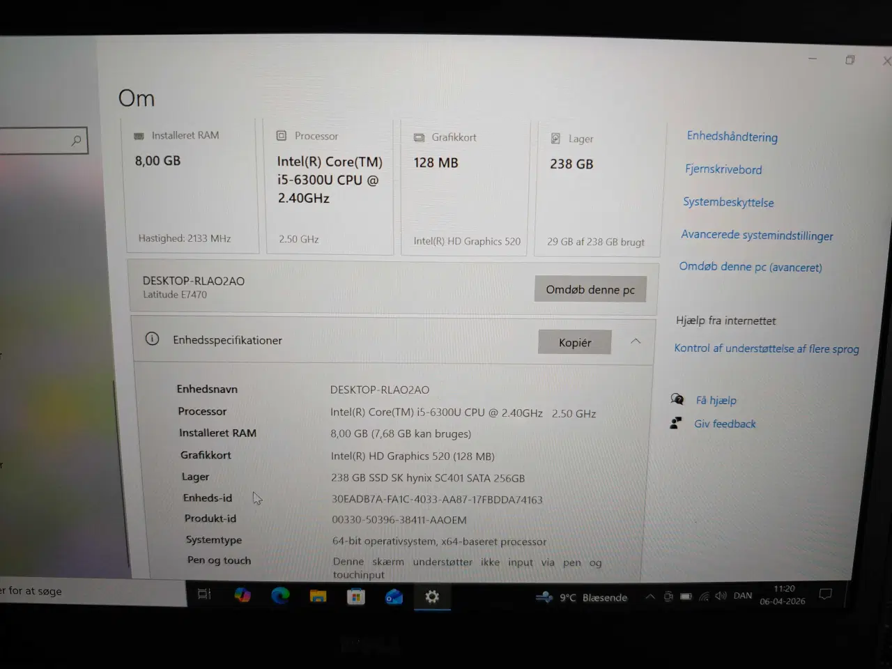 Billede 4 - Dell ultrabook latitude E7470 14 tommer