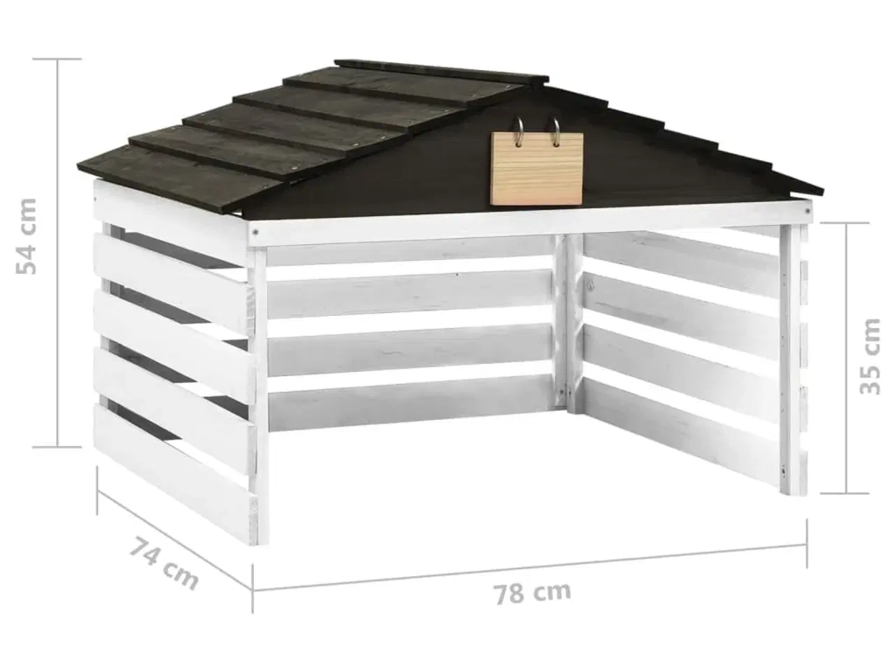 Billede 7 - Skur til robotplæneklipper 78x74x54 cm fyrretræ sort og hvid