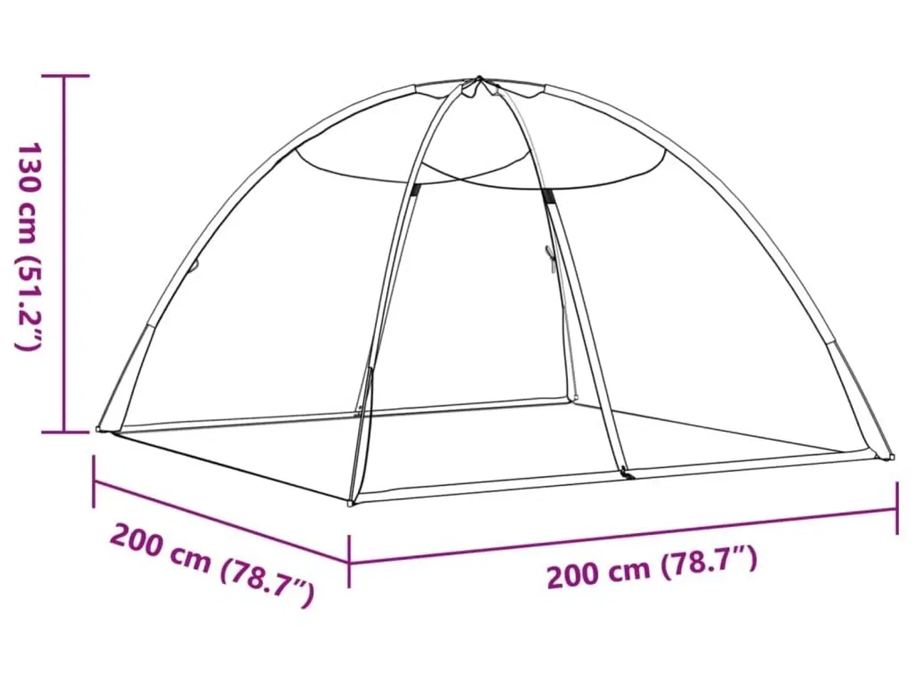 Billede 8 - Myggenet med døre 200x200x135 cm trådnet sort