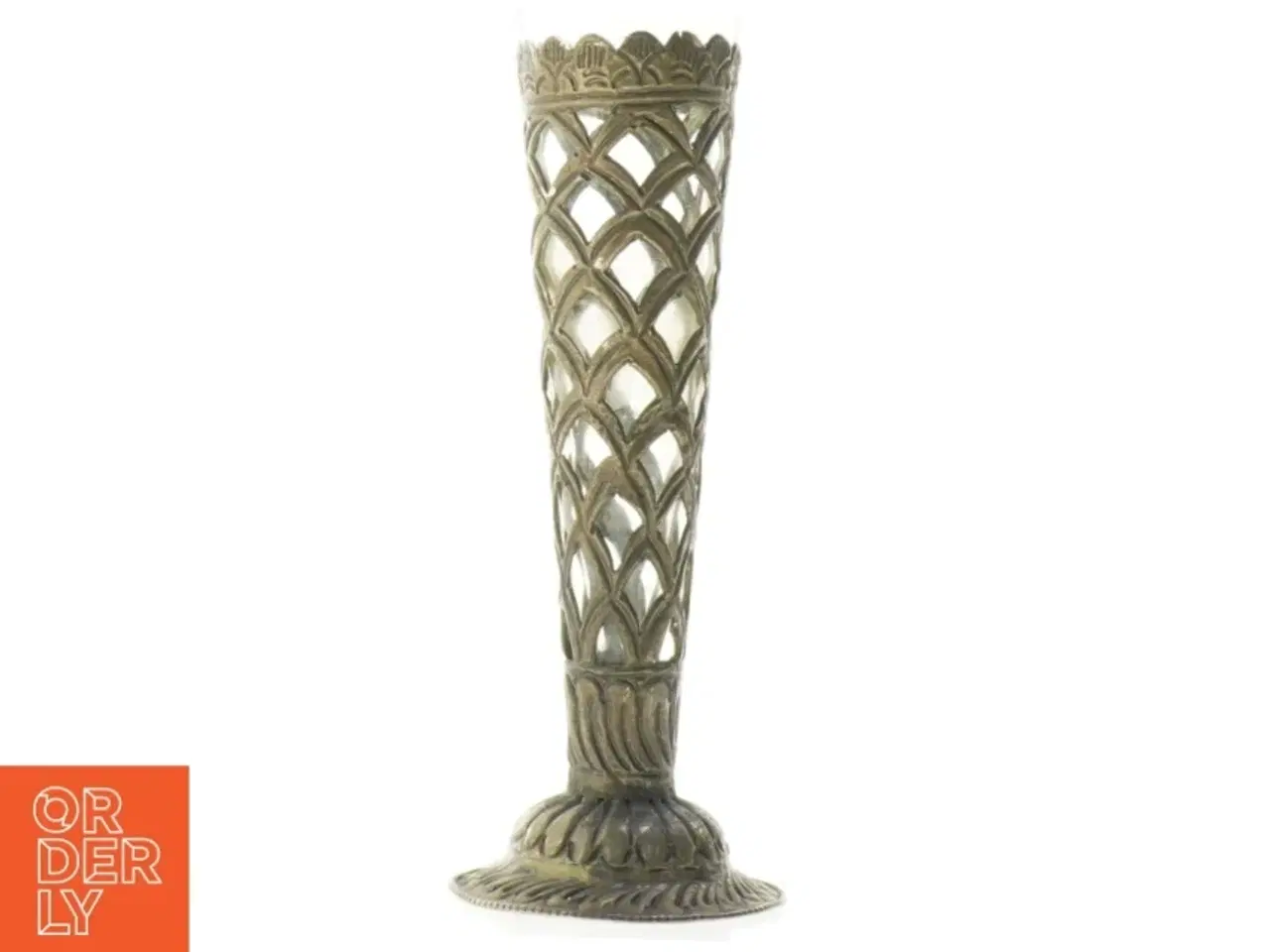 Billede 1 - Dekorativ vase i glas og metal (str. 24 cm)
