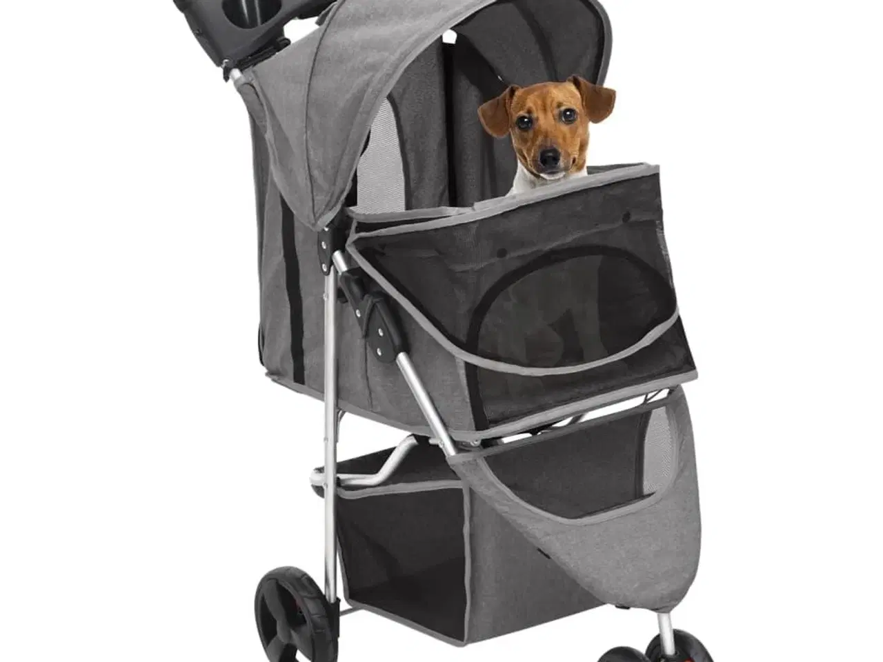 Billede 2 - Foldbar hundeklapvogn 80x46x98 cm oxfordstof grå