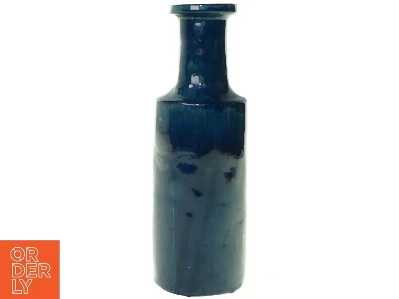 Billede 1 - Blå keramik vase signeret "Ga" (str. 27 x 9 cm)