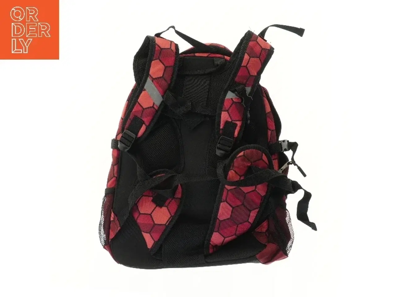 Billede 2 - Rød rygsæk med mønster (str. 44x16x34 cm)