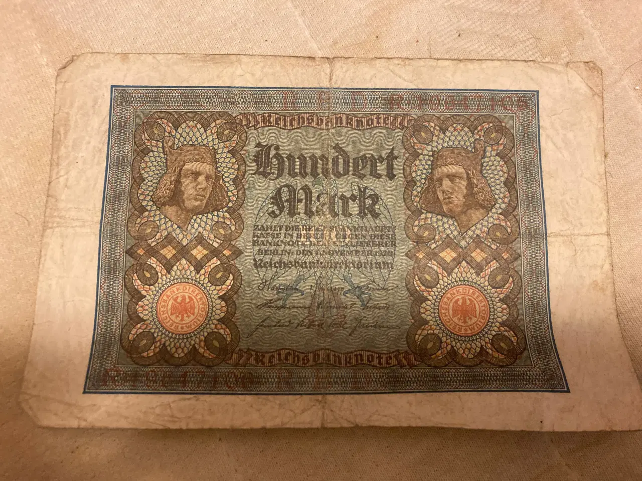 Billede 1 - Tysk 100 mark seddel fra 1920.