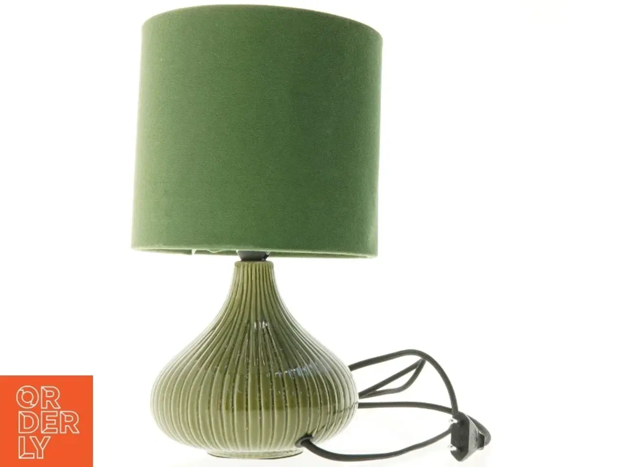 Billede 1 - Grøn bordlampe med keramisk fod (str. 30 x 18 cm)