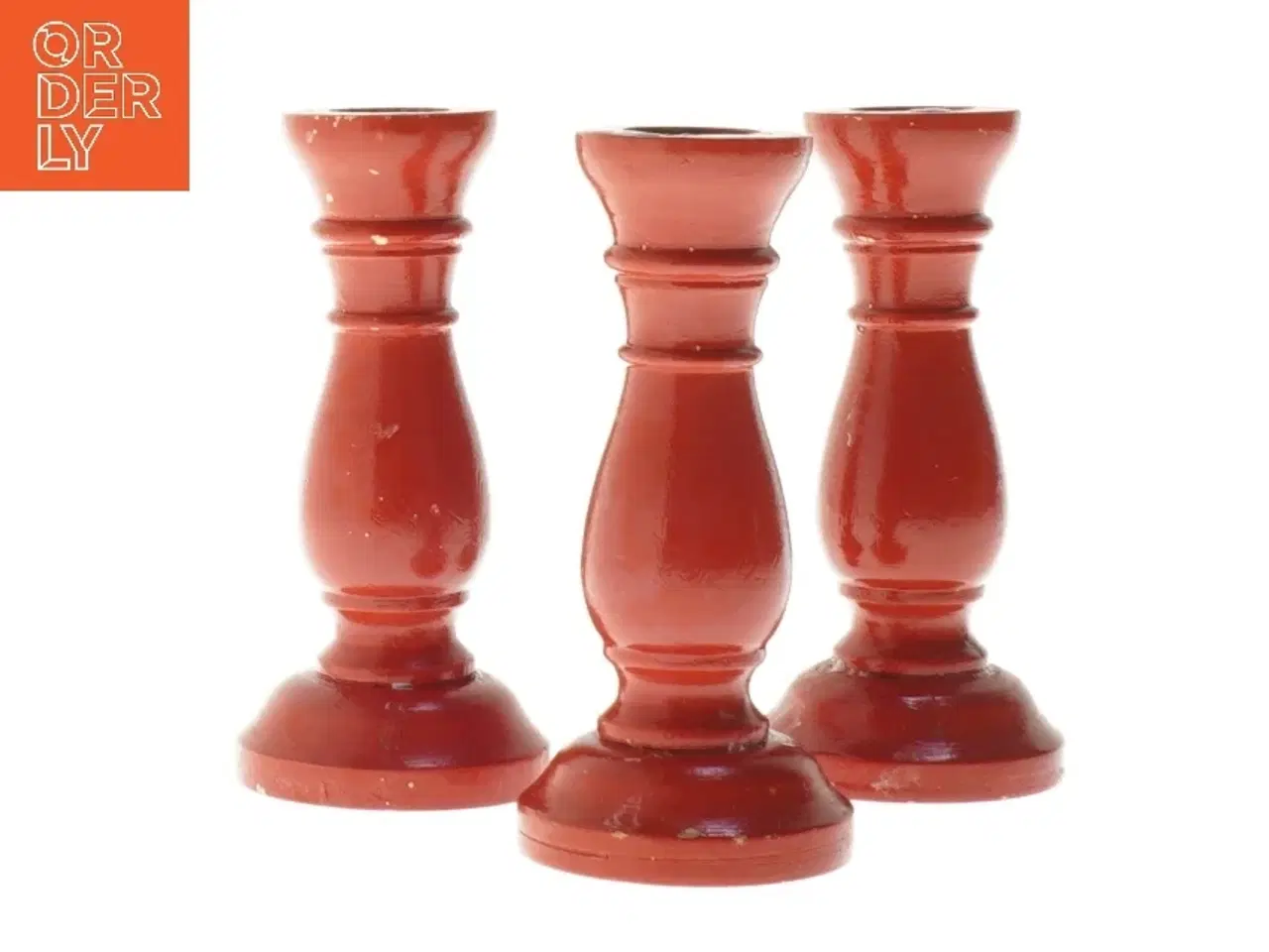 Billede 1 - Røde lysestager, 3 stk 12 cm (str. 3 stk 12 cm)