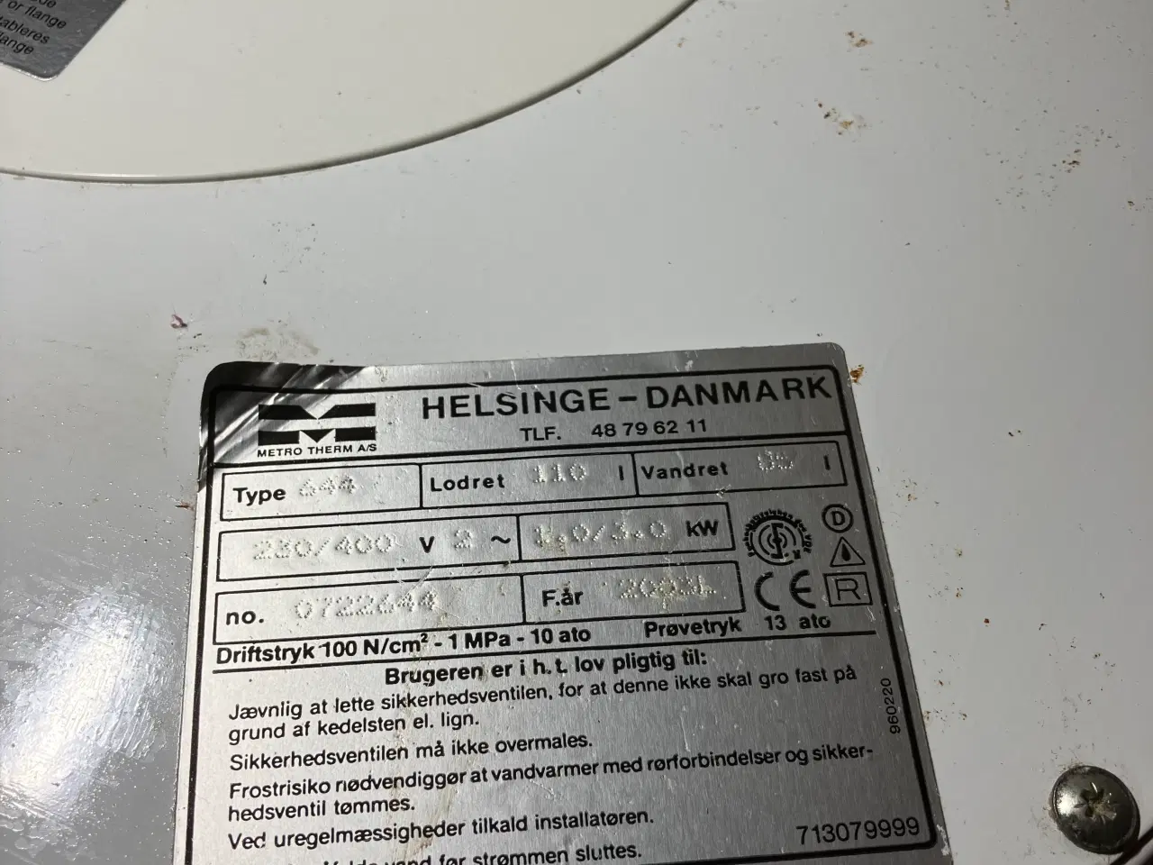 Billede 2 - Metro 110 L elvandvarmer