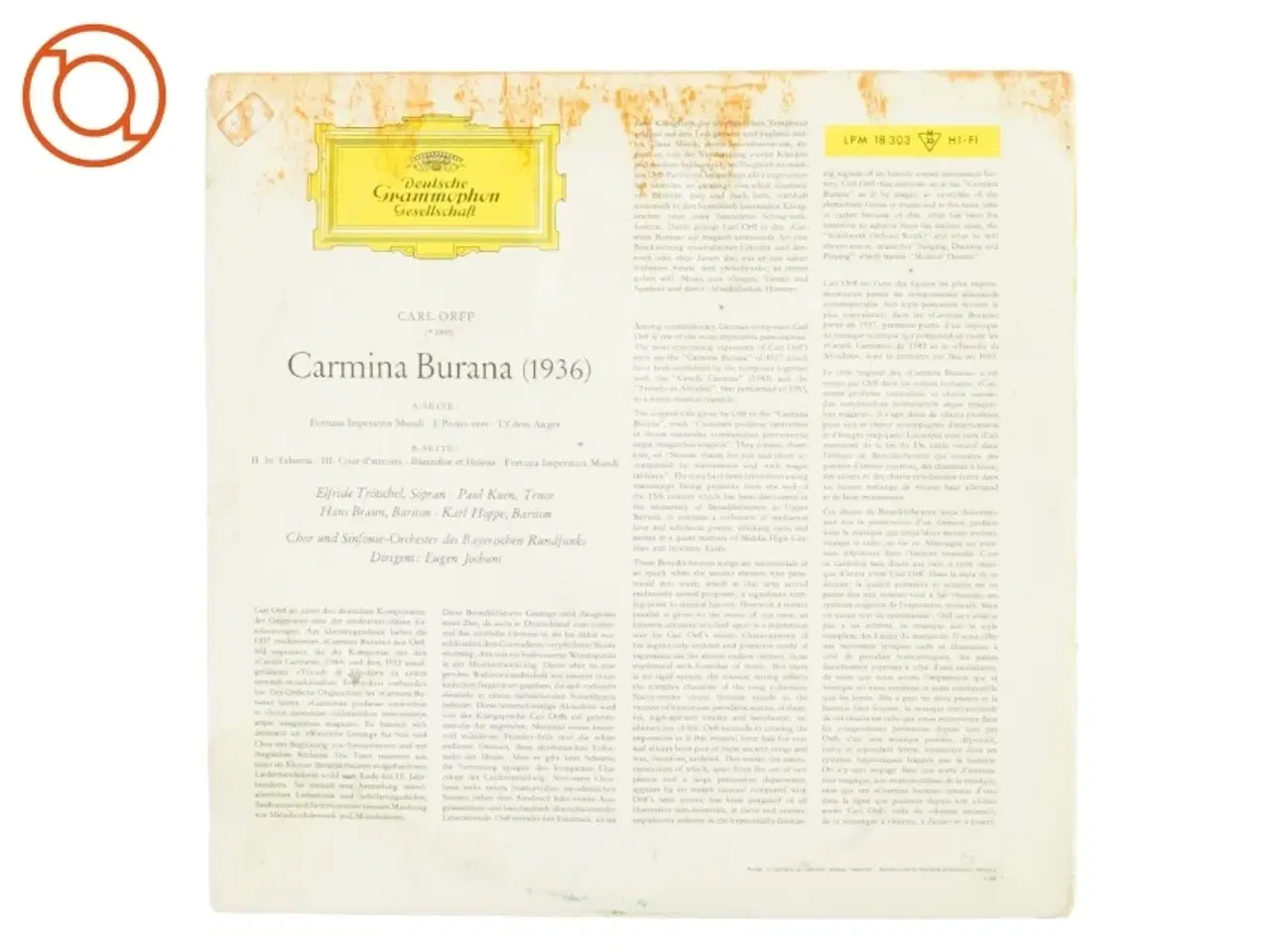 Billede 2 - Carl Orff, carmina burana fra Detsche Grammophon (str. 30 cm)