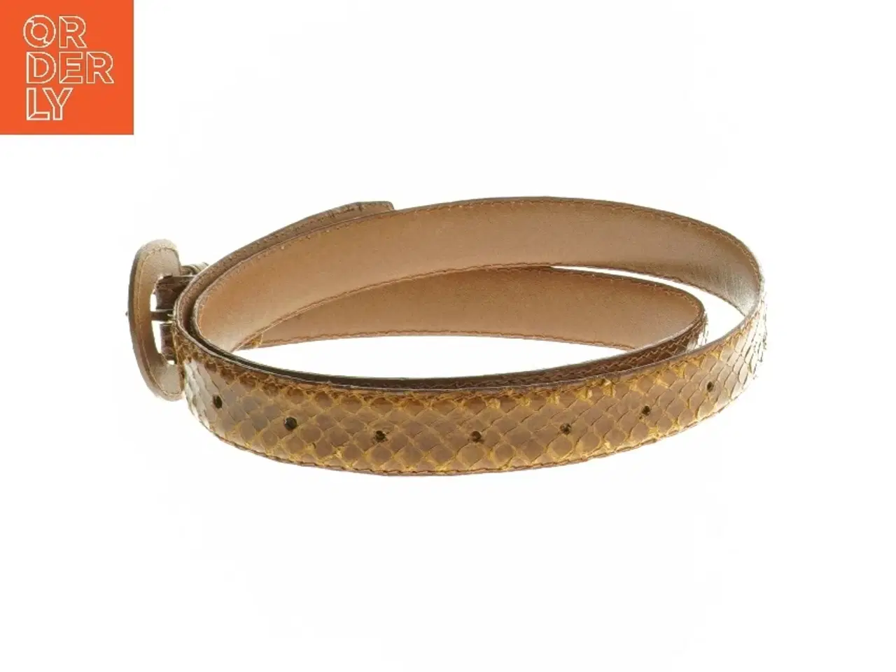 Billede 2 - Læderbælte med slangeskindsstruktur (str. 90 cm)