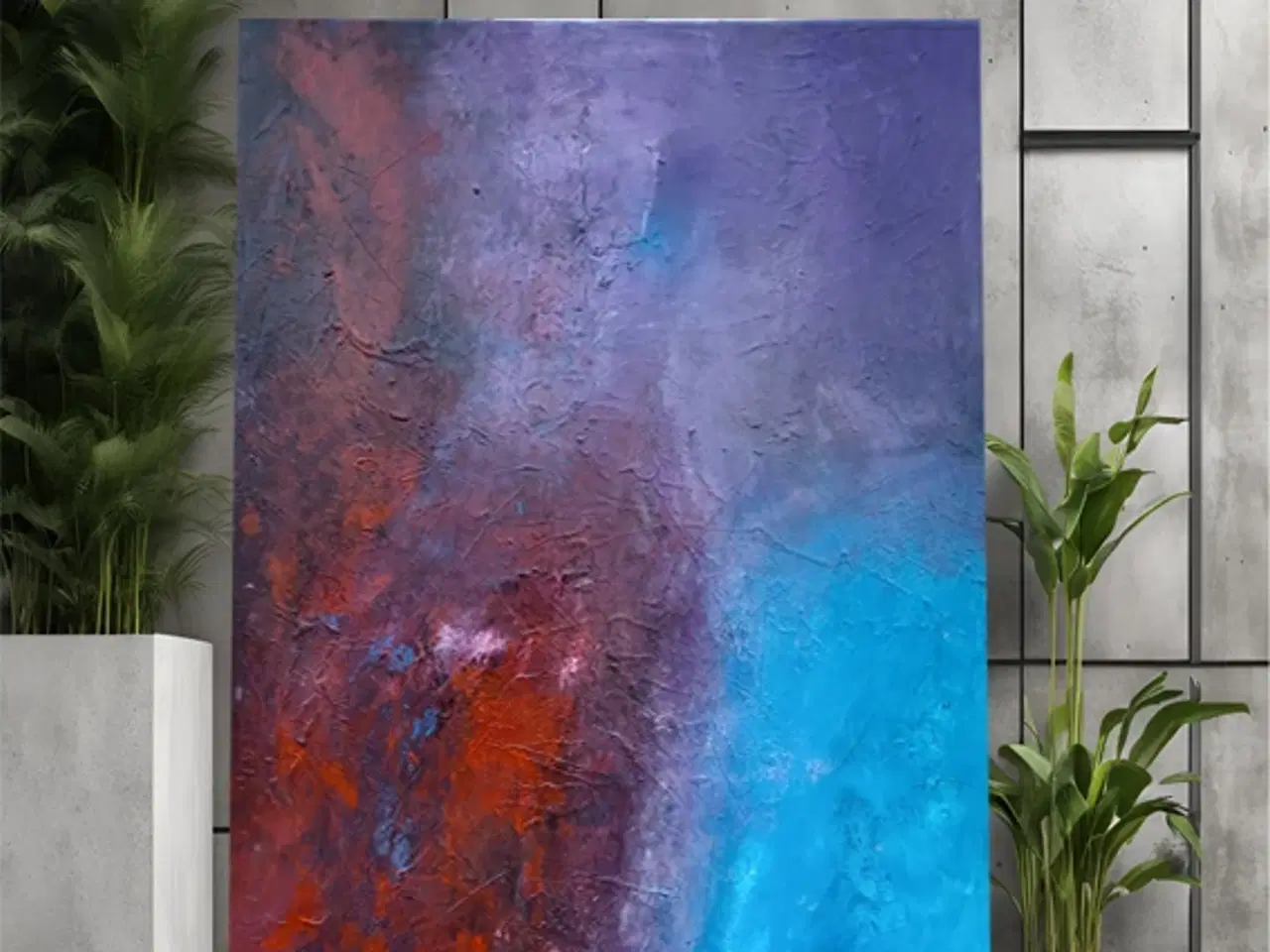 Billede 1 - Dusty Purple Sky" – Akrylmaleri, 80x120 cm, Abstra