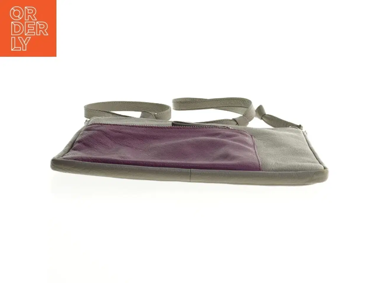 Billede 3 - Skuldertaske i læder med farveblok-design fra Aura (str. 28 x 22 cm)