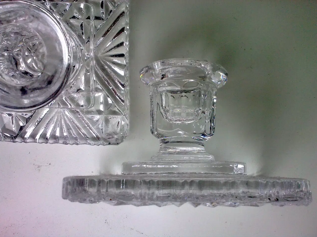 Billede 5 - Kronelys glas facet stage & 2 vintage skåle