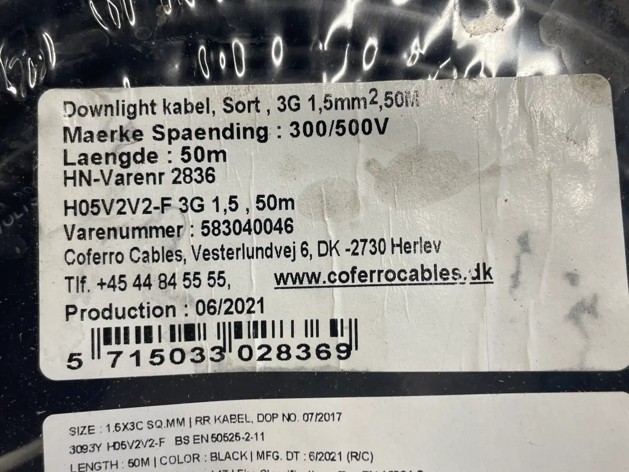 Billede 2 - Downlight kabel 3 x 1.5 50 meter