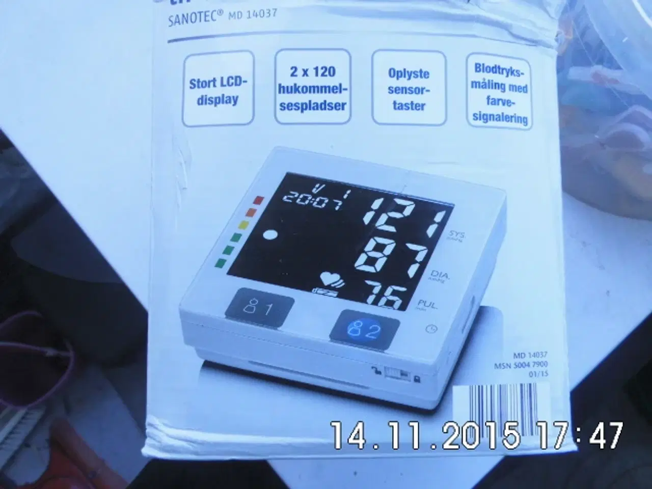 Billede 1 - Sanotec MD 14037 blodtryksmåler med stort LCD-disp