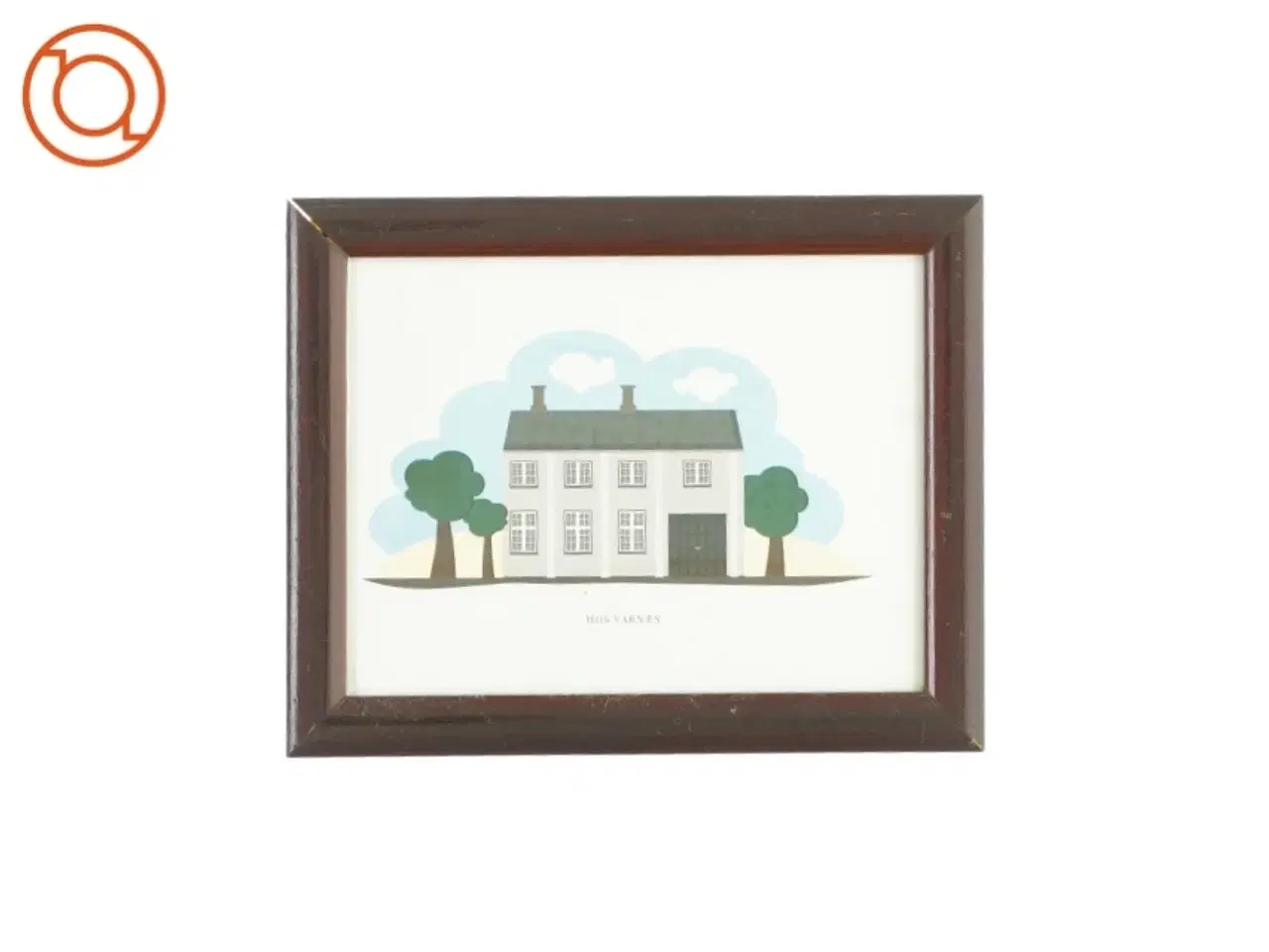 Billede 1 - Billede af familien Varnæs hus (fra matador) i mørk træramme