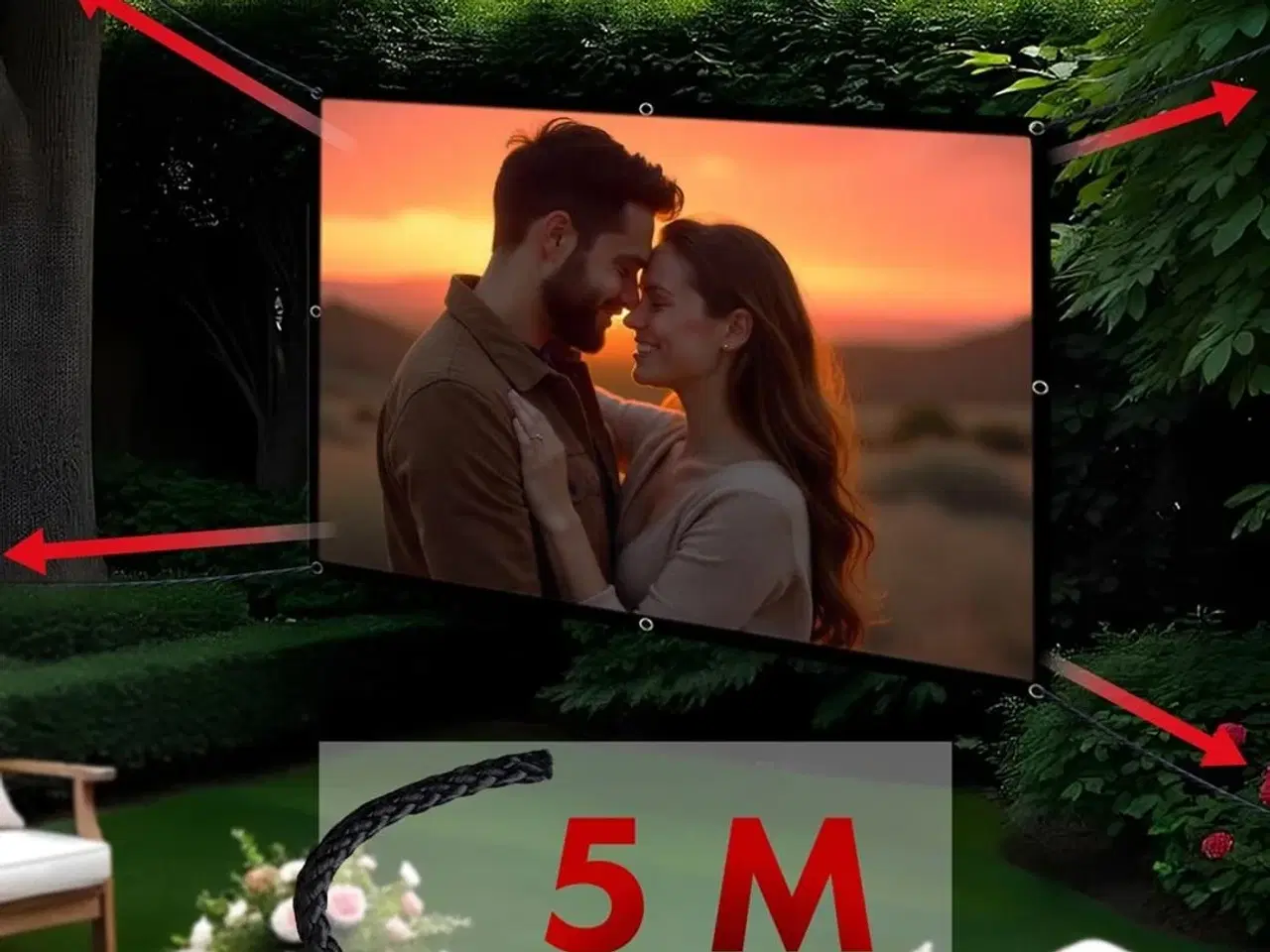 Billede 10 - Projektor lærred 150" Maclean – 330×187 cm, 16:9 kant, ophængskroge