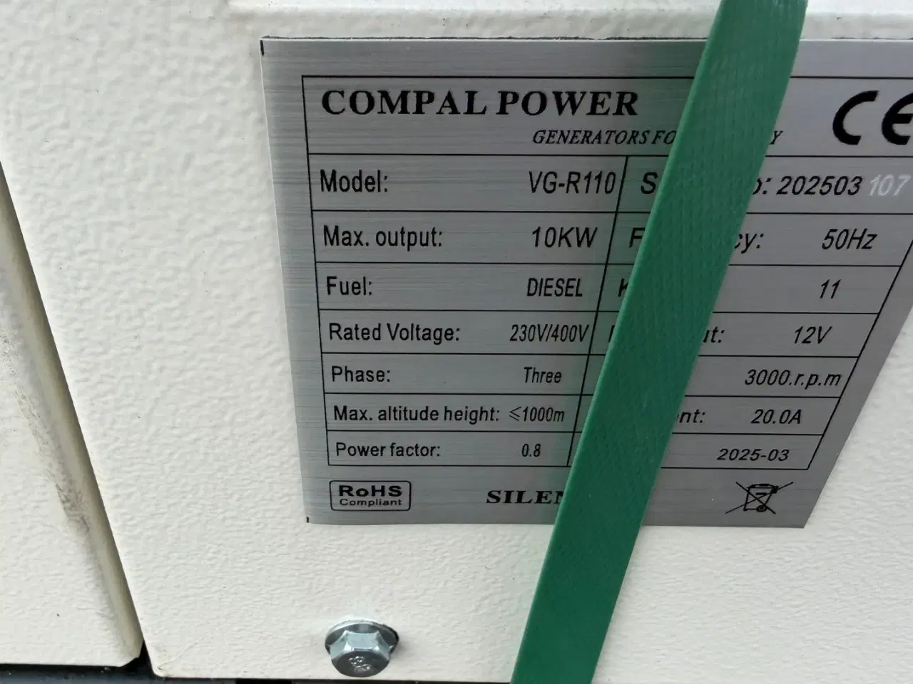 Billede 8 - Compal Power VG-R110 11 KVA Støjsvag Diesel Generator