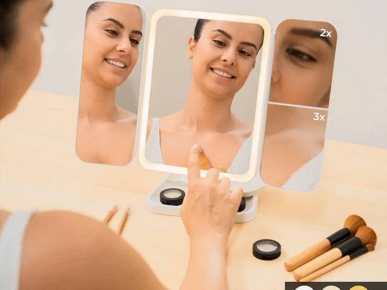 Billede 9 - Makeupspejl med LED og forstørrelse - Miled, genopladeligt (hvid)