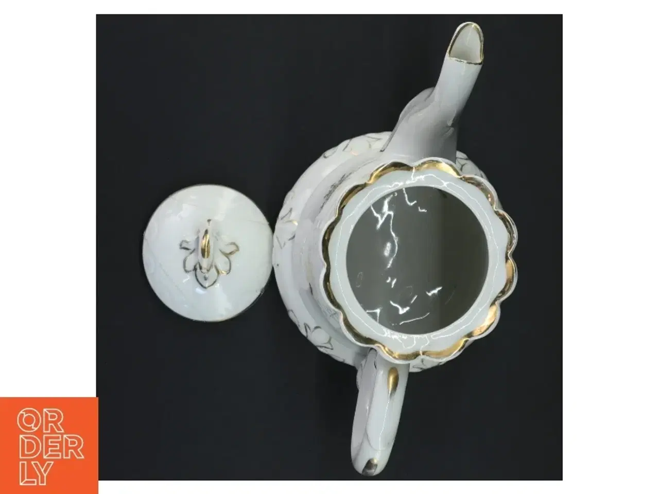 Billede 5 - Antik kaffekande i hvidt porcelæn med guld, Bing & Grøndahl (str. 24 x 13 cm)