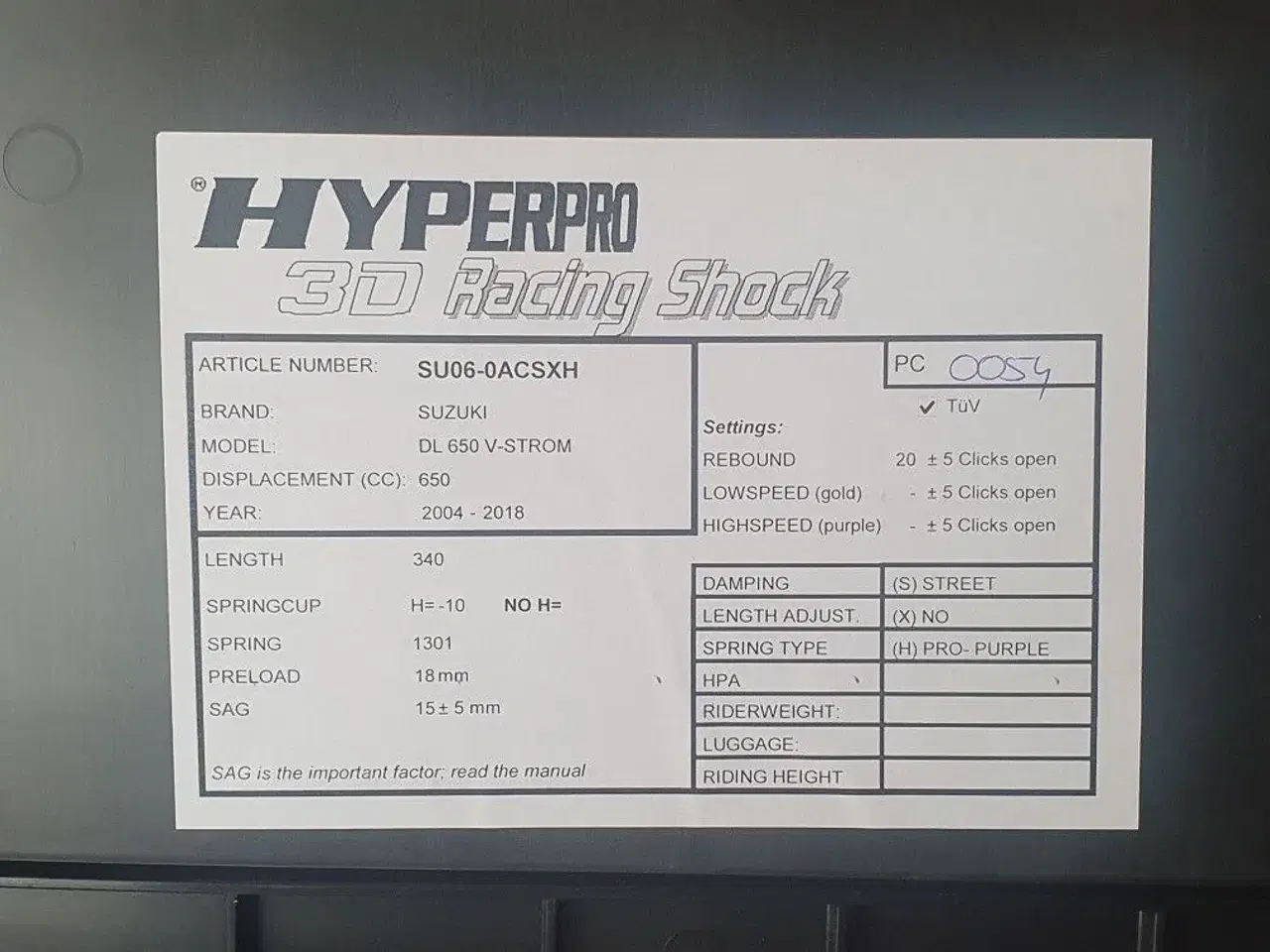 Billede 2 - Hyperpro støddæmper SV650