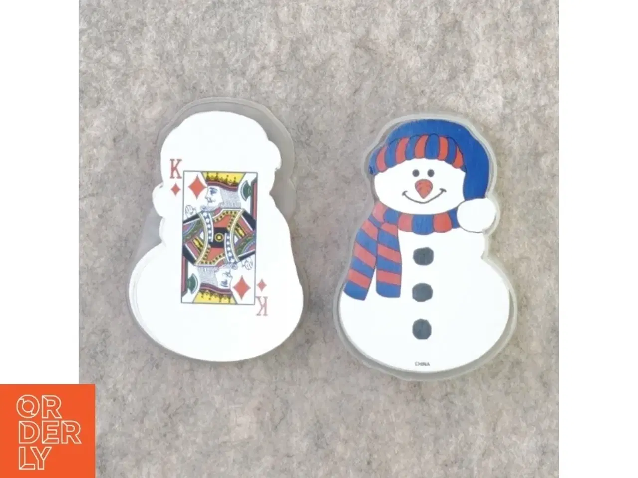 Billede 1 - Kortspil ned snemandmotiv (str. 8 x 5 x 2 cm)
