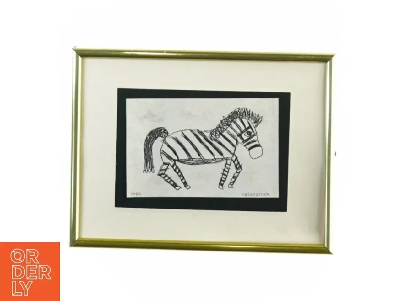 Billede 1 - Billedramme med tegning af zebra (str. 25 x 20 cm)