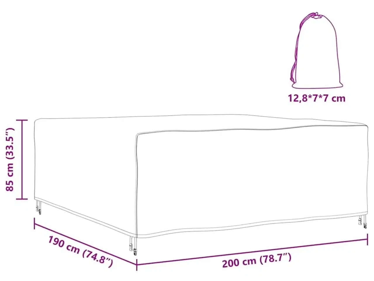 Billede 10 - Overtræk til havemøbler Sort 200 x 190 x 85 cm 210D