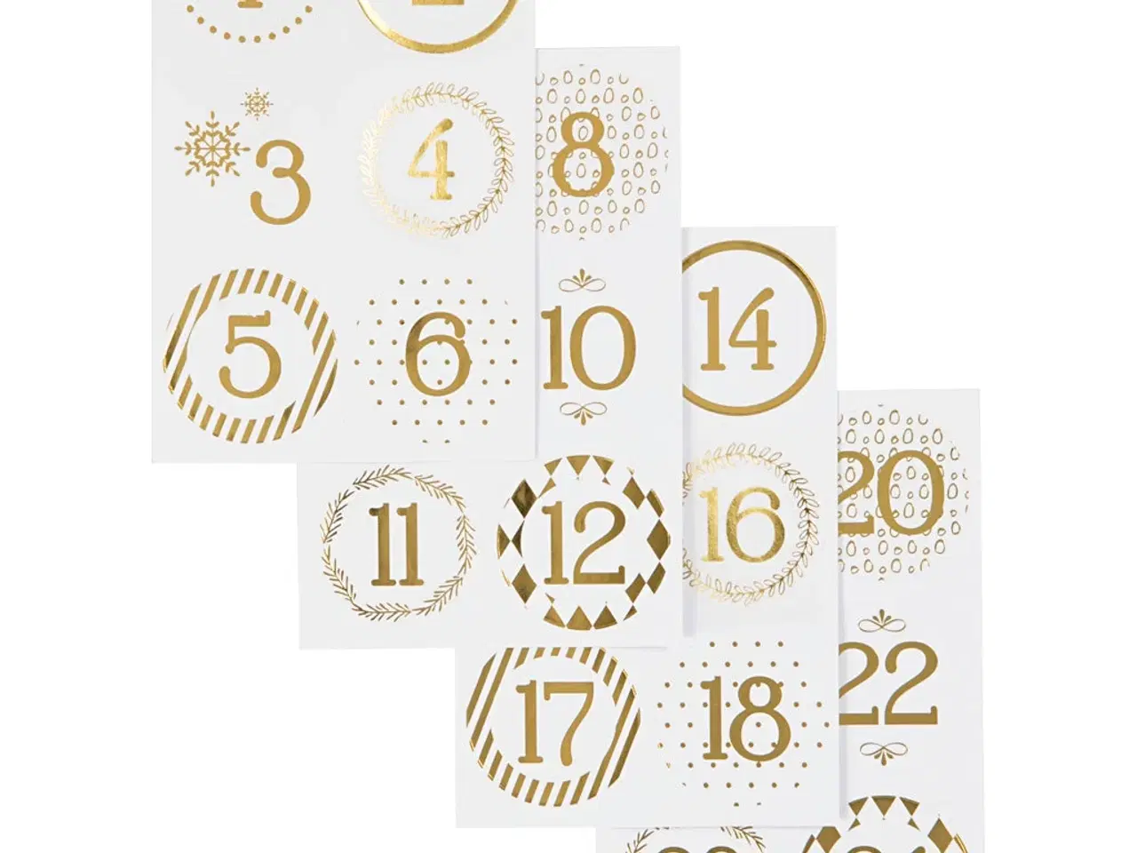 Billede 1 - Kalendertal, diam. 40 mm, ark 9x14 cm, guld, hvid, 4 ark/ 1 pk.