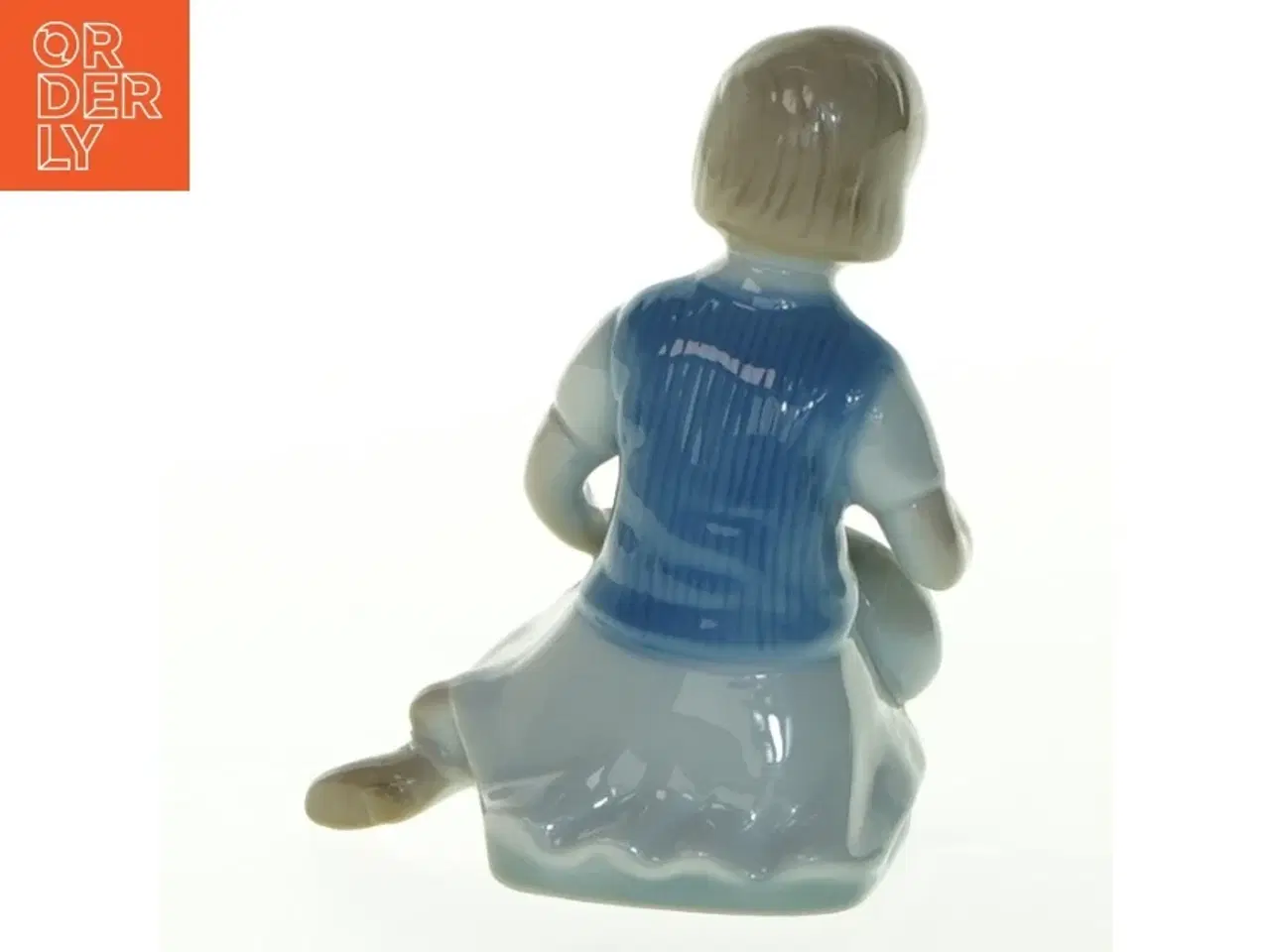 Billede 2 - Porcelænsfigur af pige med kat (str. 9,5x7,5 cm)