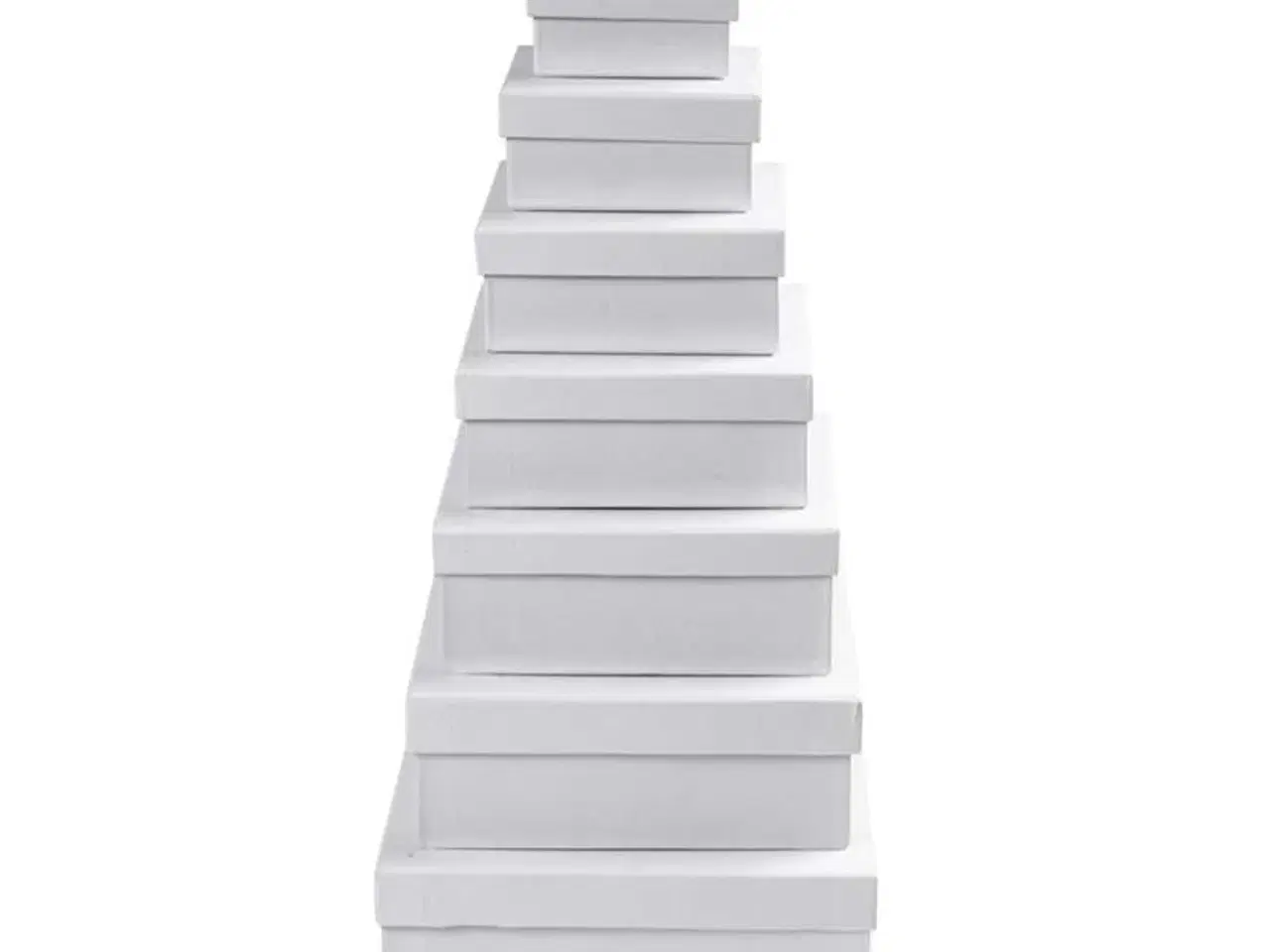 Billede 1 - Kvadratiske Æsker, H: 4,5+5+5,5+6+6,5+7+7,5 cm, str. 9+11+13+15+17+19+21 cm, hvid, 7stk./ 1 sæt