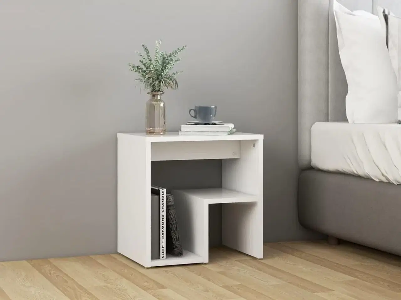 Billede 1 - Sengebord 40x30x40 cm konstrueret træ hvid