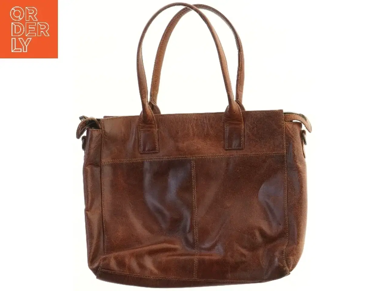 Billede 2 - Brun lædertaske fra Birkmond (str. 43x32,5 cm)