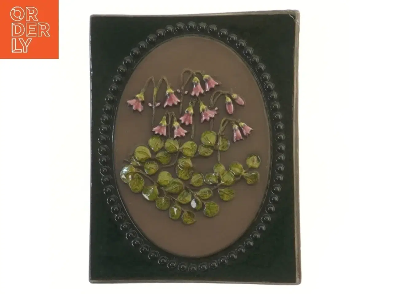 Billede 1 - Keramisk plaket med blomster fra JIE (str. 17,5x13,5 cm)