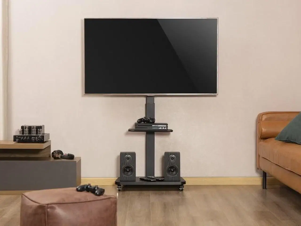 Billede 5 - TV-gulvstativ med hjul – Gembird, 37–75", sort