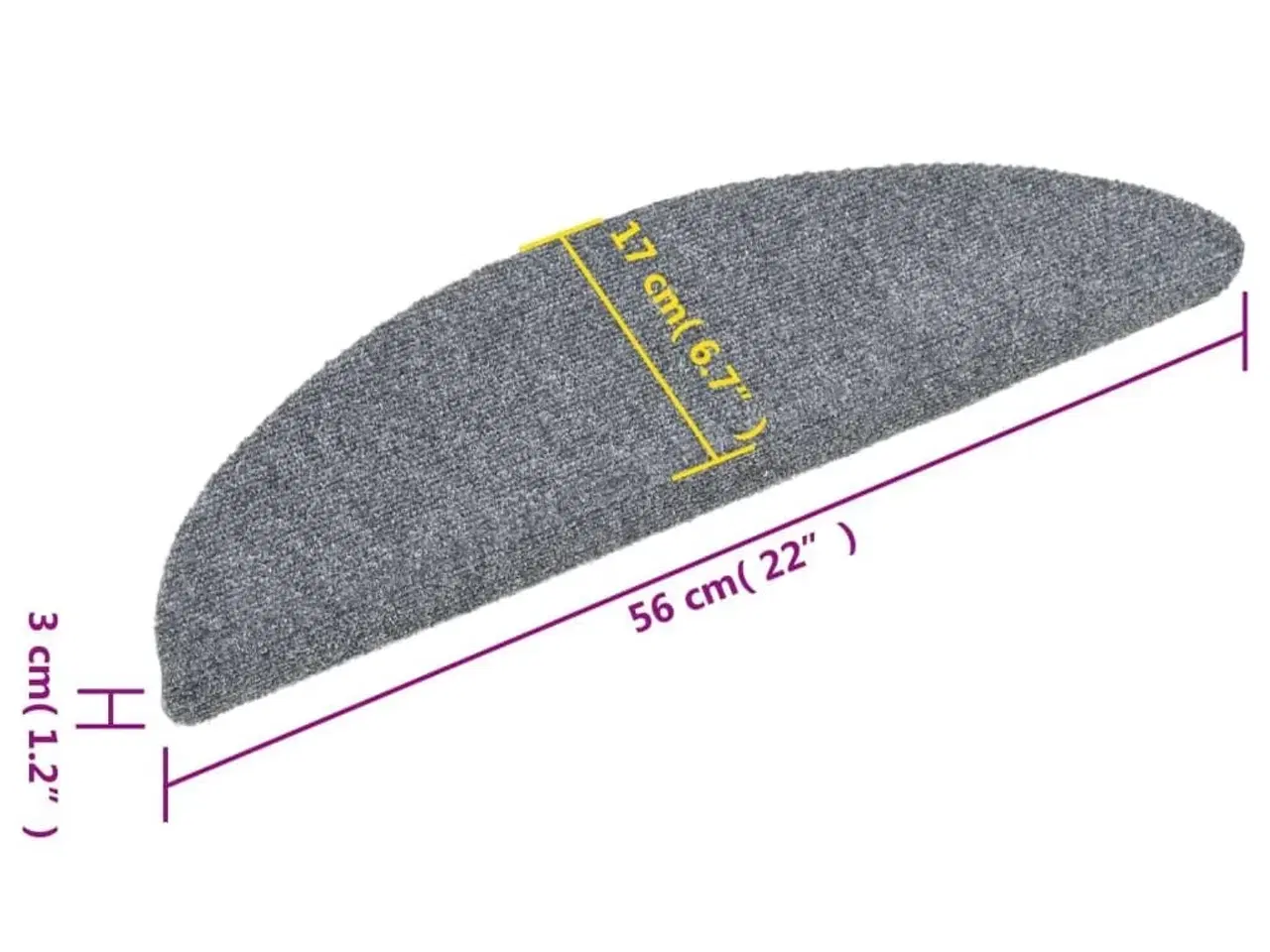 Billede 8 - Selvklæbende trappemåtter 10 stk. 56x17x3 cm tuftet lysegrå