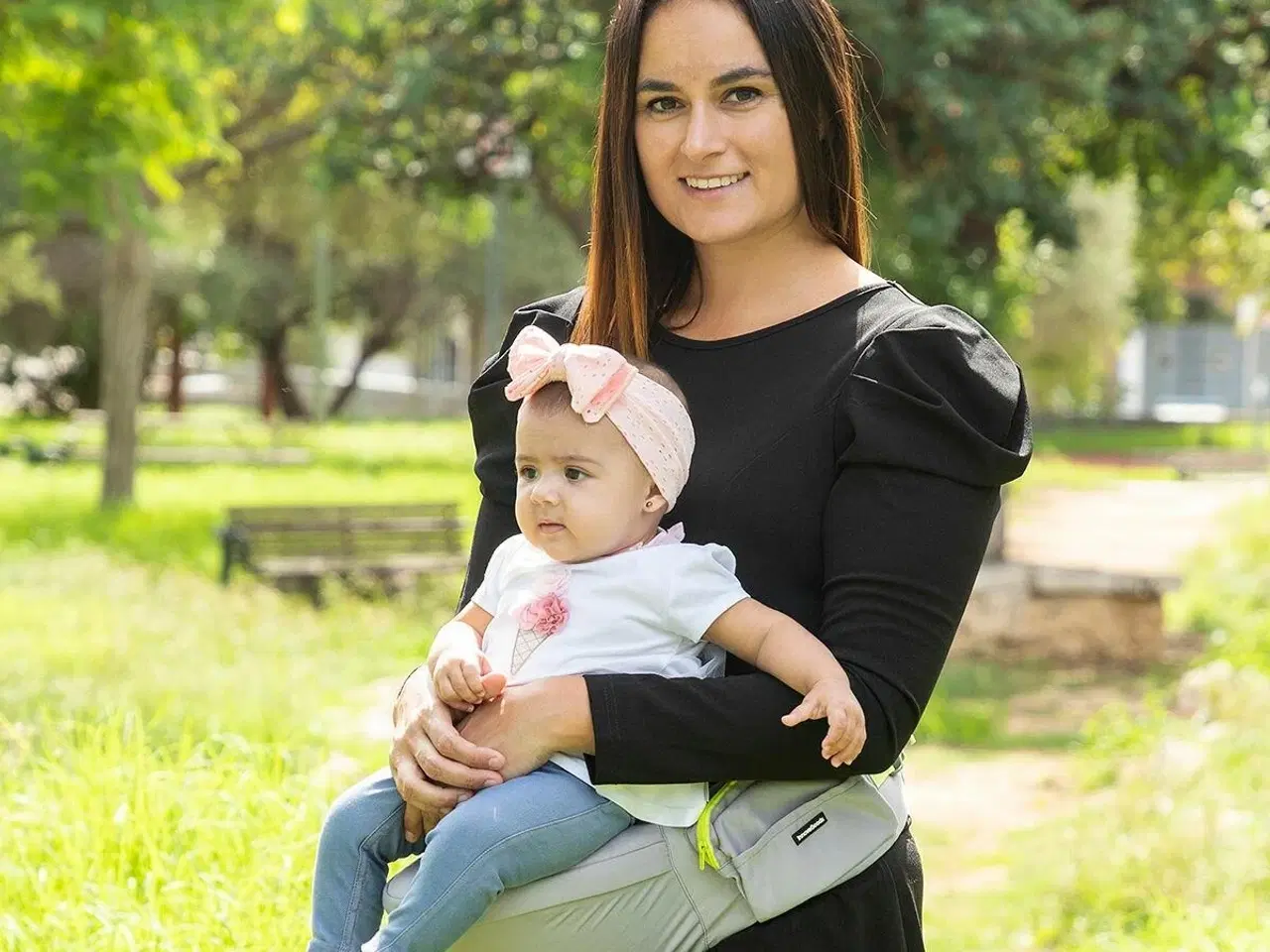 Billede 1 - Seccaby ergonomisk bæresele med hoftebælte og lommer - (grå/grøn)